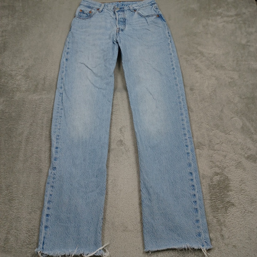 Levis 501 Jeans Womens 23 Blue Premium Denim Straight Distressed Modern Casual